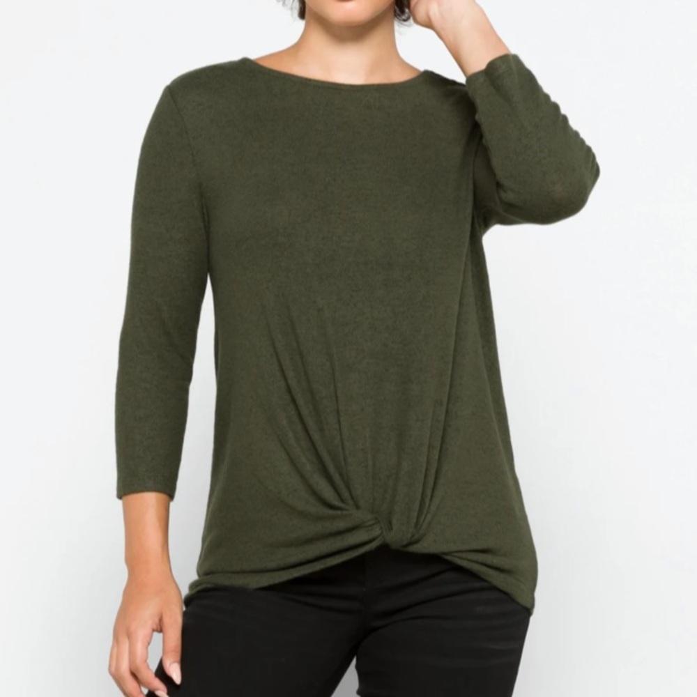 Market & Spruce Knit Top (dark green)